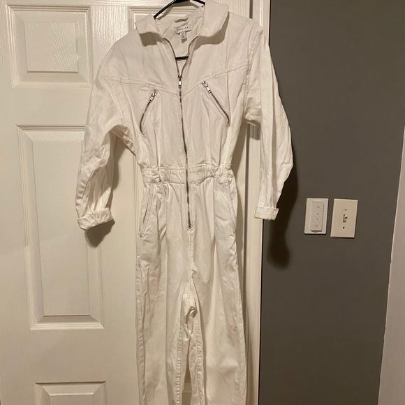 topshop white denim boiler suit